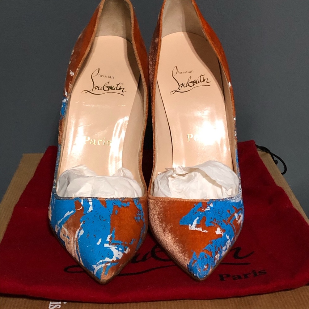Christian Louboutin Pigalle velvet graffiti pumps - Picture 2 of 6